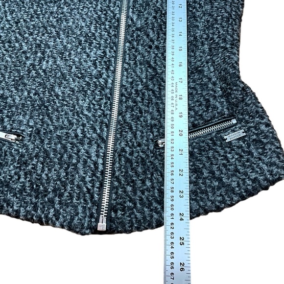 MAISON SCOTCH Wool Blend Boucle Moto Style Blazer Faux Leather Trim US Sz 2 - Picture 7 of 13